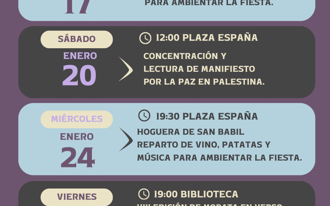 Programación cultural mes de enero de 2024