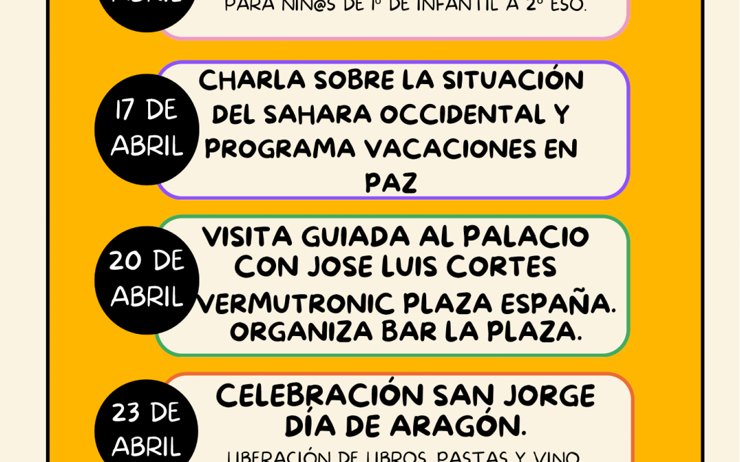 Programación cultural mes de abril de 2024